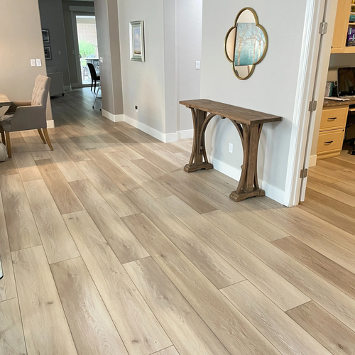 Flooring installation wide plank flooring in hallway